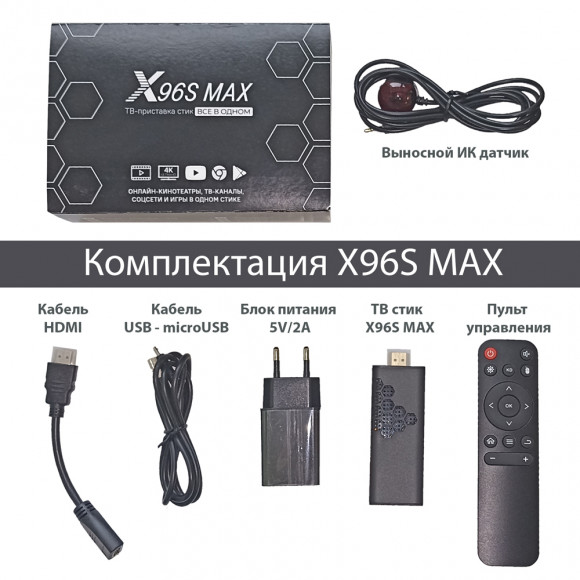 Андроид ТВ стик X96S Max Stick 4/32Gb Allwinner H616  Android 10.0
