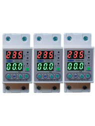 Комплект Реле контроля напряжения и тока TOVPD1-40A (3 шт.) с двухцветным дисплеем