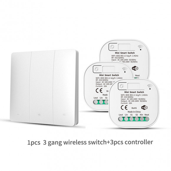 Умный беспроводной выключатель Tuya Smart Switch (3 реле Wi-Fi + 1 тройной выключатель) TSS-3R1G3 Умный беспроводной выключатель Tuya Smart Switch (3 реле Wi-Fi + 1 тройной выключатель) TSS-3R1G3