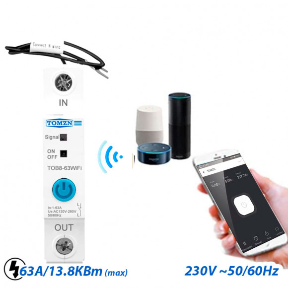 Умное Wi-Fi реле TOMZN TOB9S-VAP на DIN рейку. Счётчик электроэнергии таймер ограничение по току и напряжению. Управление через умный дом Tuya/SmartLive. Работает с Алисой Умное Wi-Fi реле TOMZN TOB9S-VAP на DIN рейку. Счётчик электроэнергии таймер ограничение по току и напряжению. Управление через умный дом Tuya/SmartLive. Работает с Алисой
