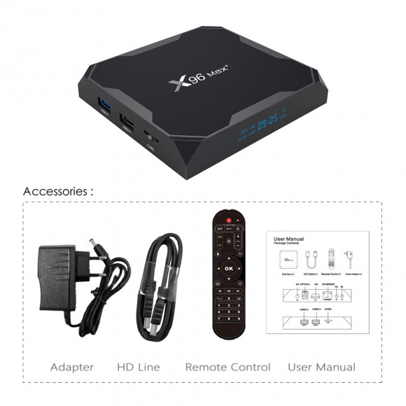 Андроид ТВ приставка X96 MAX Plus 2/16Gb Amlogic S905X3 Android 9 Андроид ТВ приставка X96 MAX Plus 2/16Gb Amlogic S905X3 Android 9