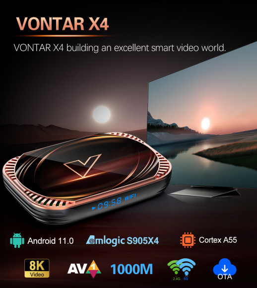  Андроид ТВ приставка VONTAR X4 Amlogic S905X4 Android 11