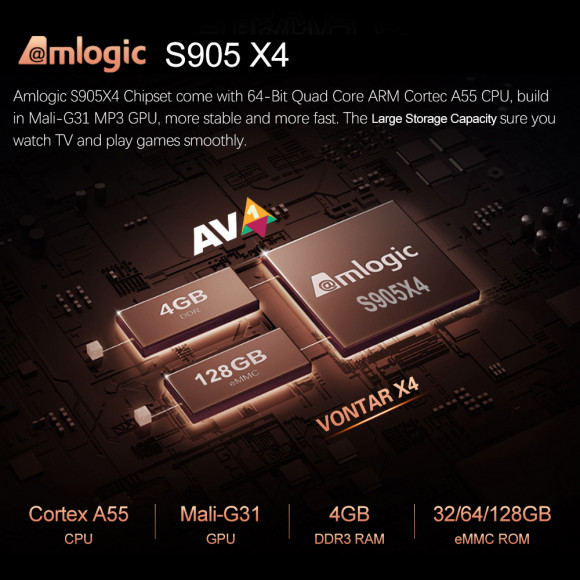  Андроид ТВ приставка VONTAR X4 Amlogic S905X4 Android 11