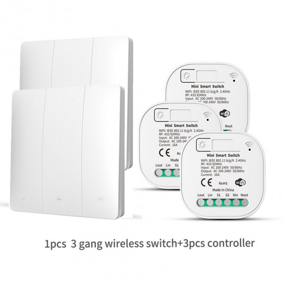 Умный беспроводной выключатель Tuya Smart Switch (3 реле Wi-Fi + 2 тройных выключателя) TSS-3R2G3