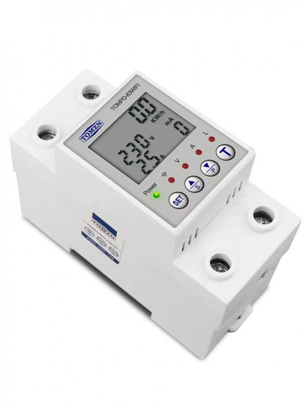 Умный счетчик реле TOMZN TOMPD-63WIFI на DIN-рейку с подсветкой/ Счётчик электроэнергии таймер ограничение по току и напряжению измеритель тока утечки / Управление Tuya