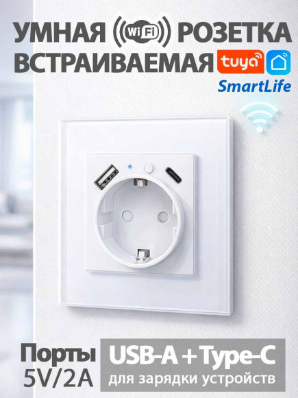 Умная розетка WiFi TY-201 220 В Smart Life (встраиваемая)