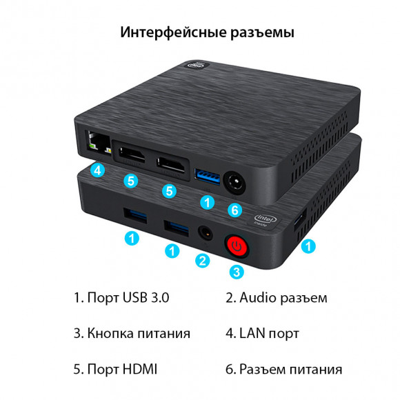 Мини-ПК Beelink T4 Pro 4K - 4Gb/64Gb, Intel Celeron N3350, Windows 10, Wi-Fi 2.4/5.8 ГГц, BT4.0, LAN 1000 Mb/s (1 Gb/s) 